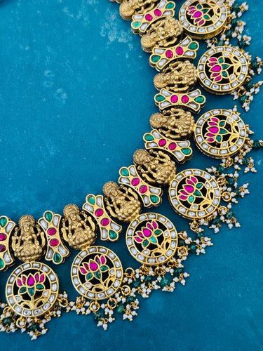 Jadau Kundan Choker Set | Real Kemp Stones | Brass Base | Gold Polish | Free Shipping | Ships from California